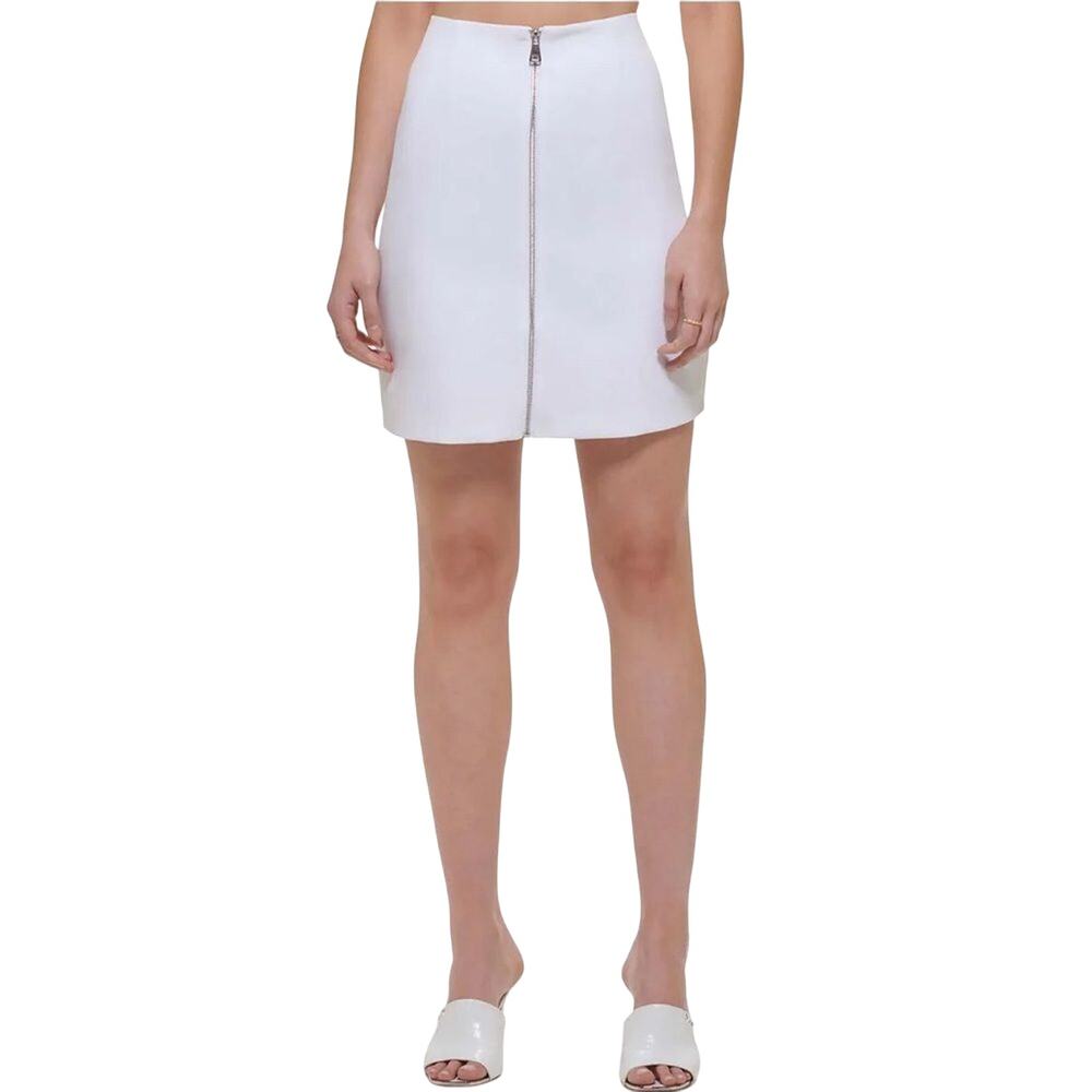DKNY WOMENS MINI SHORT A-LINE White SKIRT with Zipper Size 12